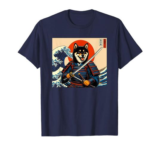 Otaku Black and tan Shiba Inu Samurai T-Shirt