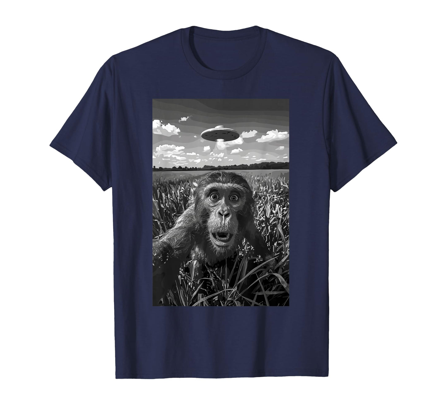 Ape Humor Chimpanzee UFO Gorilla Chimp Invasion Space T-Shirt