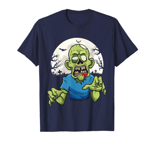 Scary Zombie Halloween Boys Kids Face Zombie T-Shirt