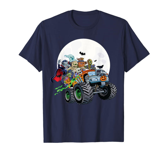 Halloween Skeleton Zombie Monster Truck Vampire Boys Kids T-Shirt