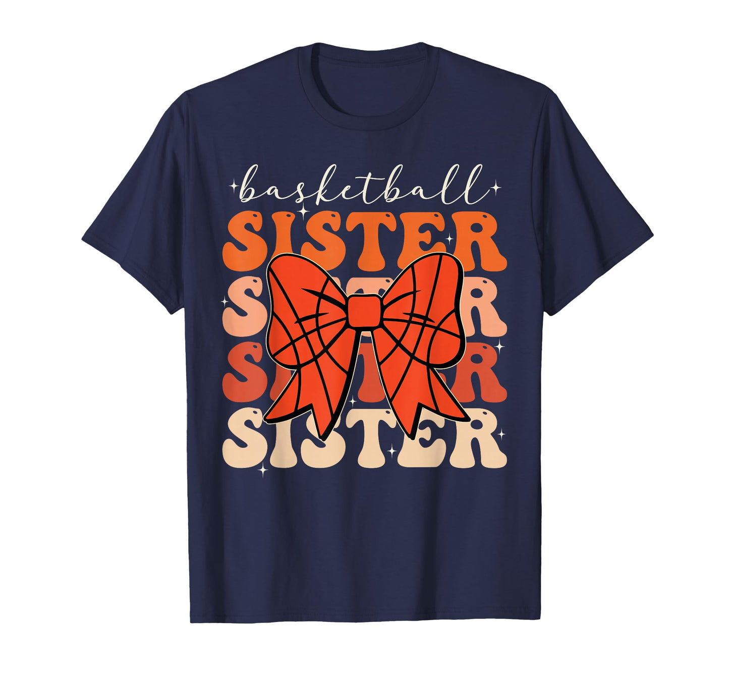 Basketball Sister Vintage Sport Lover Sister Mothers Da T-Shirt