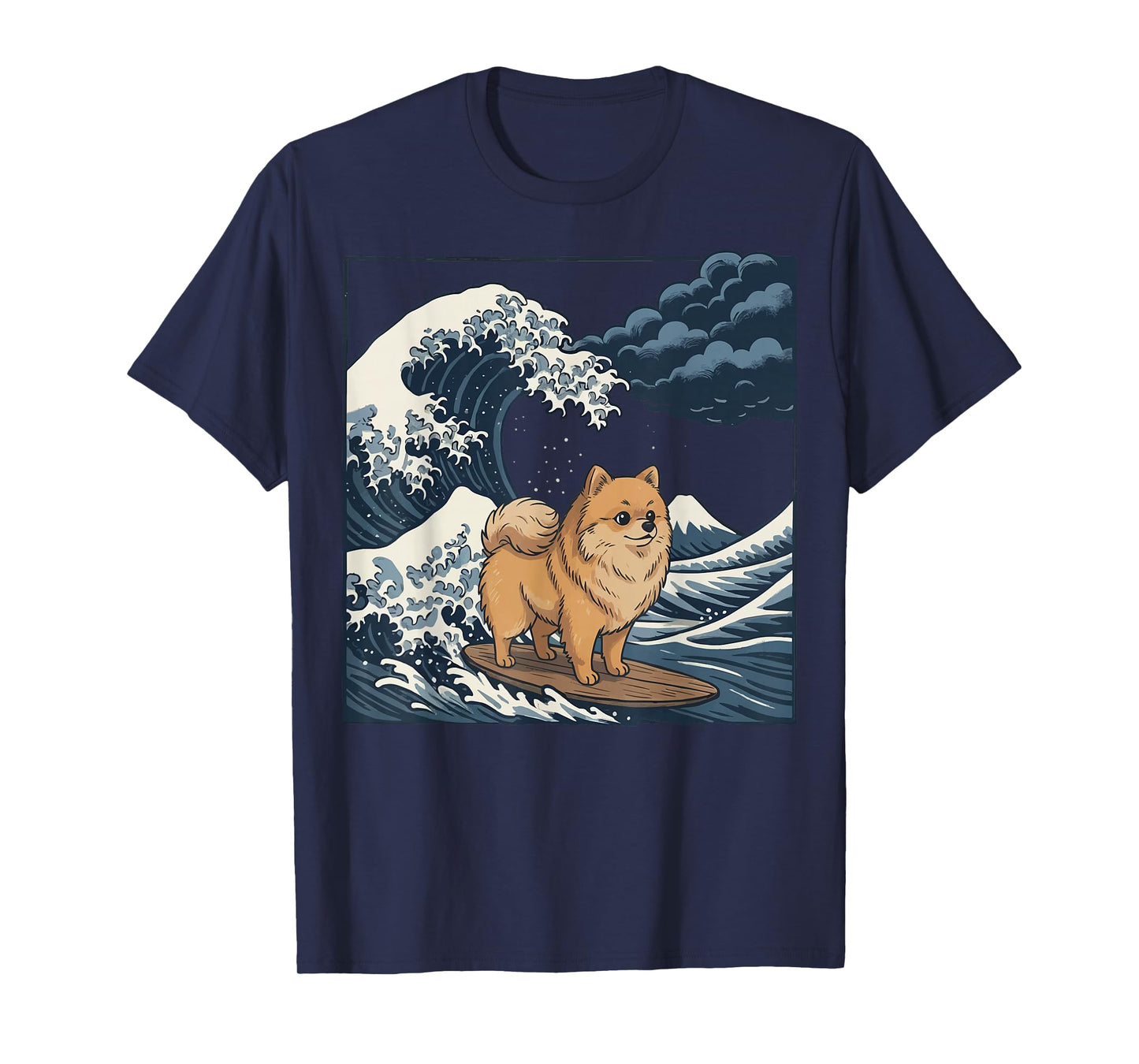 Pomeranian: Surfing Japanese Wave T-Shirt