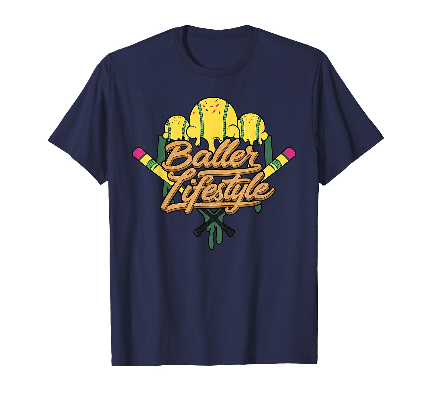 Baseball Lifestyle Home Plate Ice Cream Drip Men Boys Kids T-Shirt