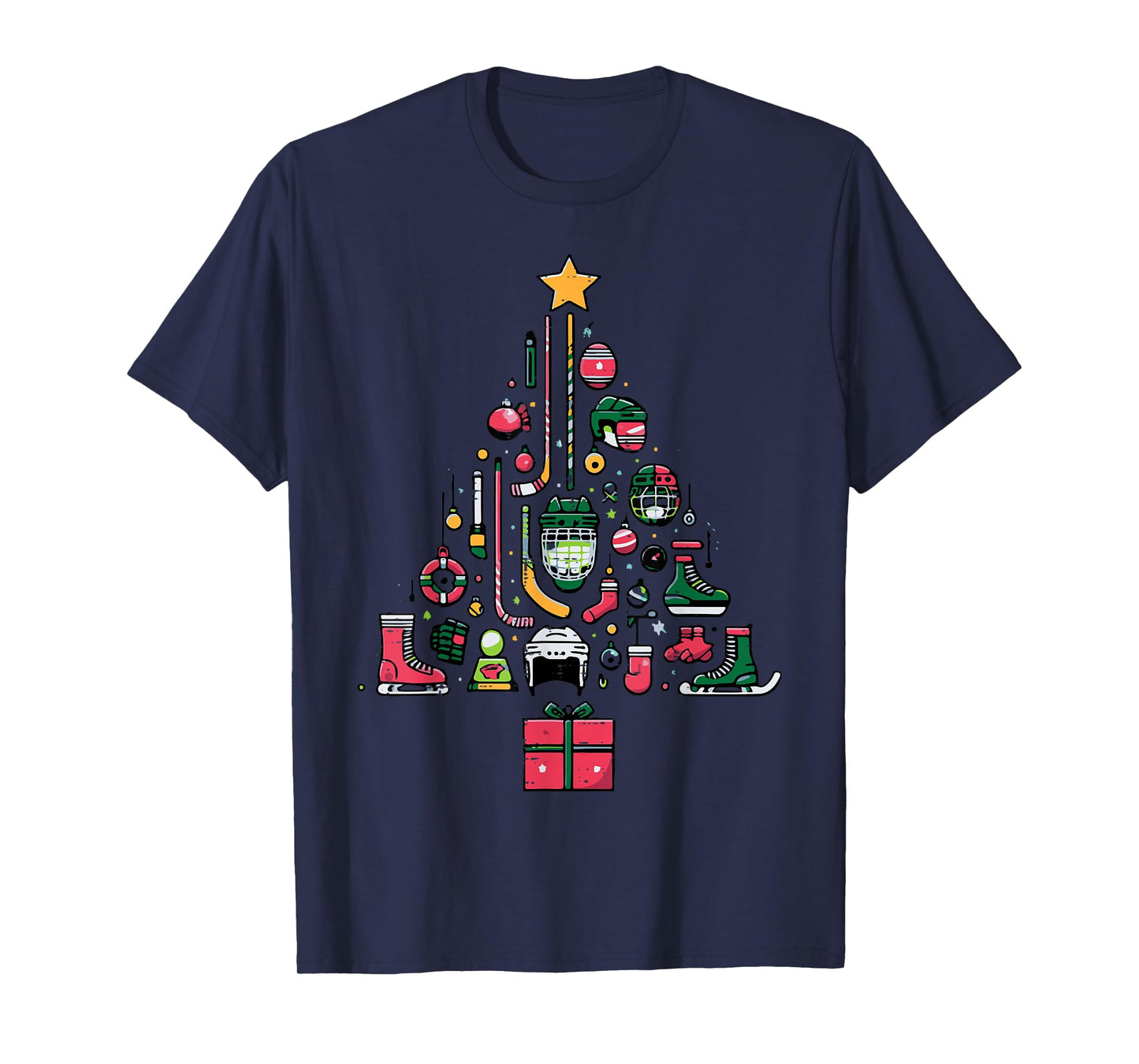 Ice Hockey Christmas Tree Xmas Sports Boys Kids Youth Men T-Shirt