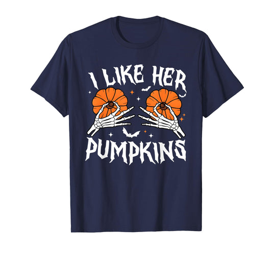 I Like Her Pumpkins I Like His Broomstick Halloween Couple T-Shirt