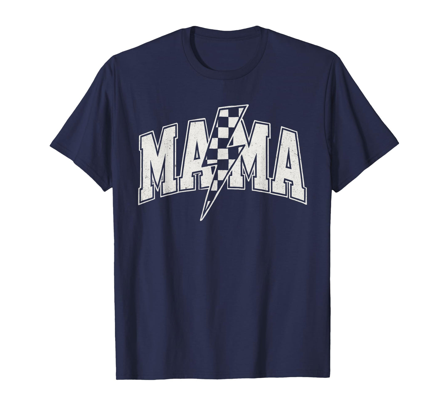 Mama Checkered Lightning Bolt Varsity Mom Women Mother's Day T-Shirt