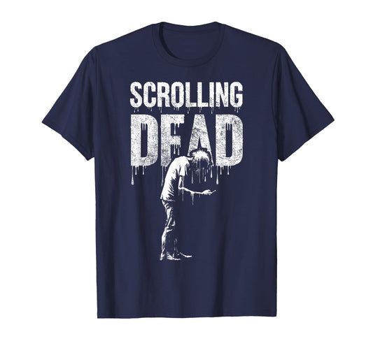 Scrolling Dead Zombie Phone Addiction Funny Horror T-Shirt