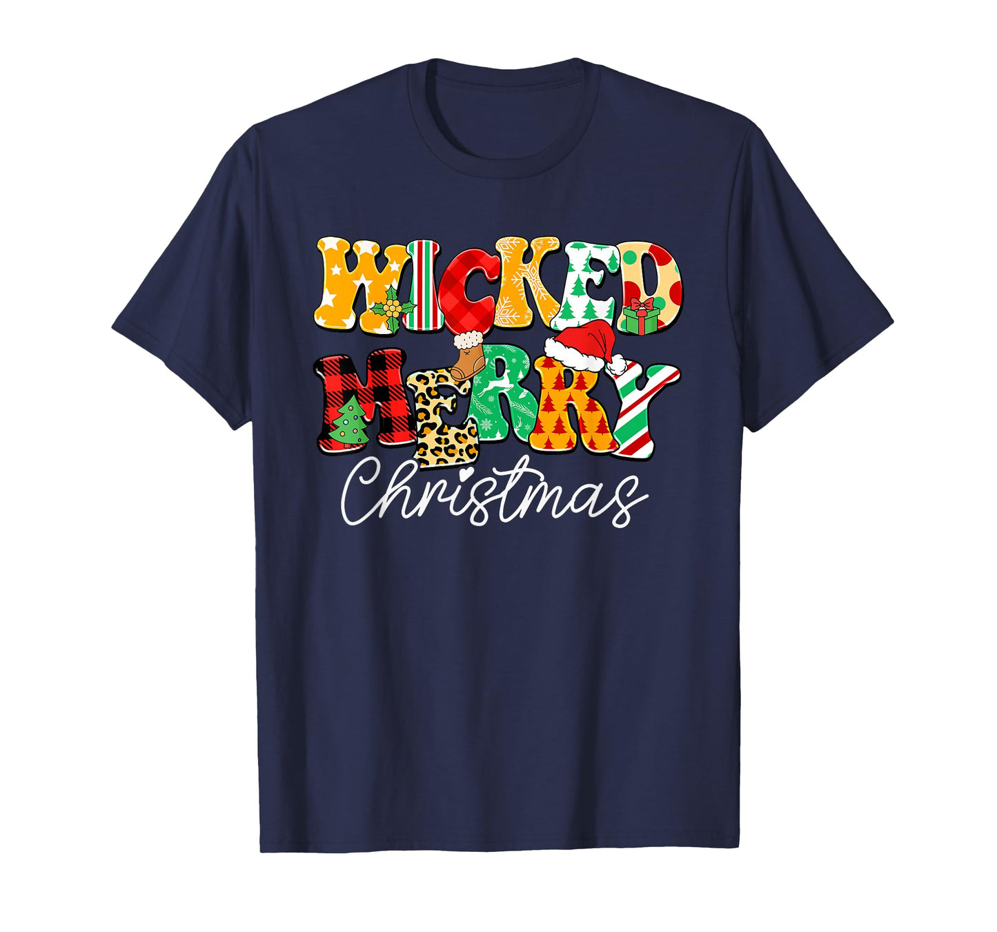 Wicked Merry Christmas Pattern Mix Humor T-Shirt