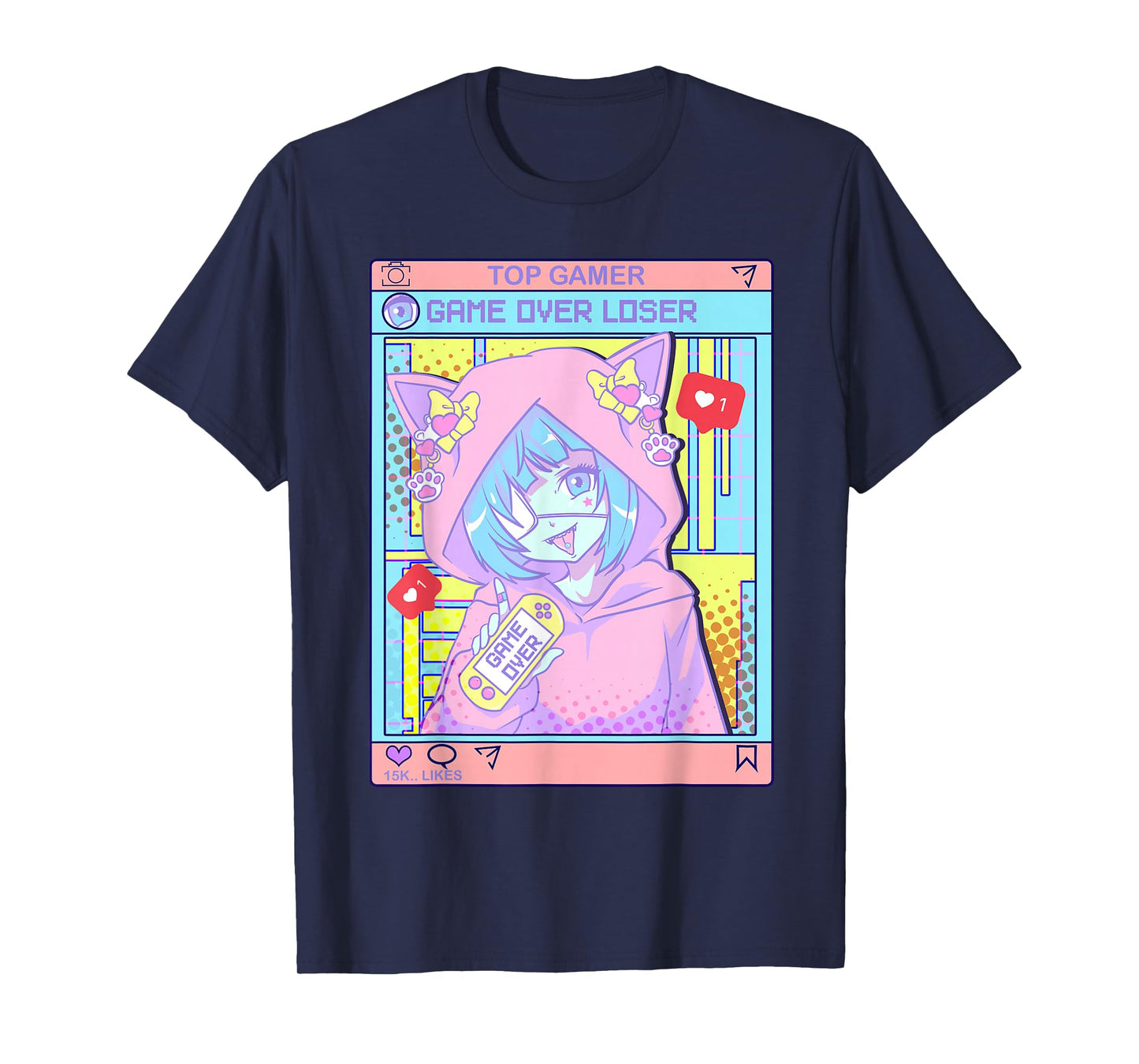 Kawaii Pastel Goth Girl Anime Gamer Game Over Loser T-Shirt