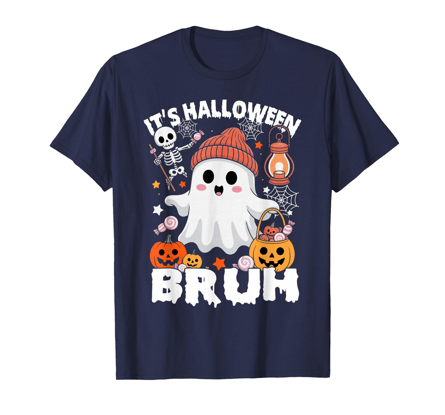 Its Halloween Bruh Boo Ghost Pumpkin Costume Boys Girls Kids T-Shirt