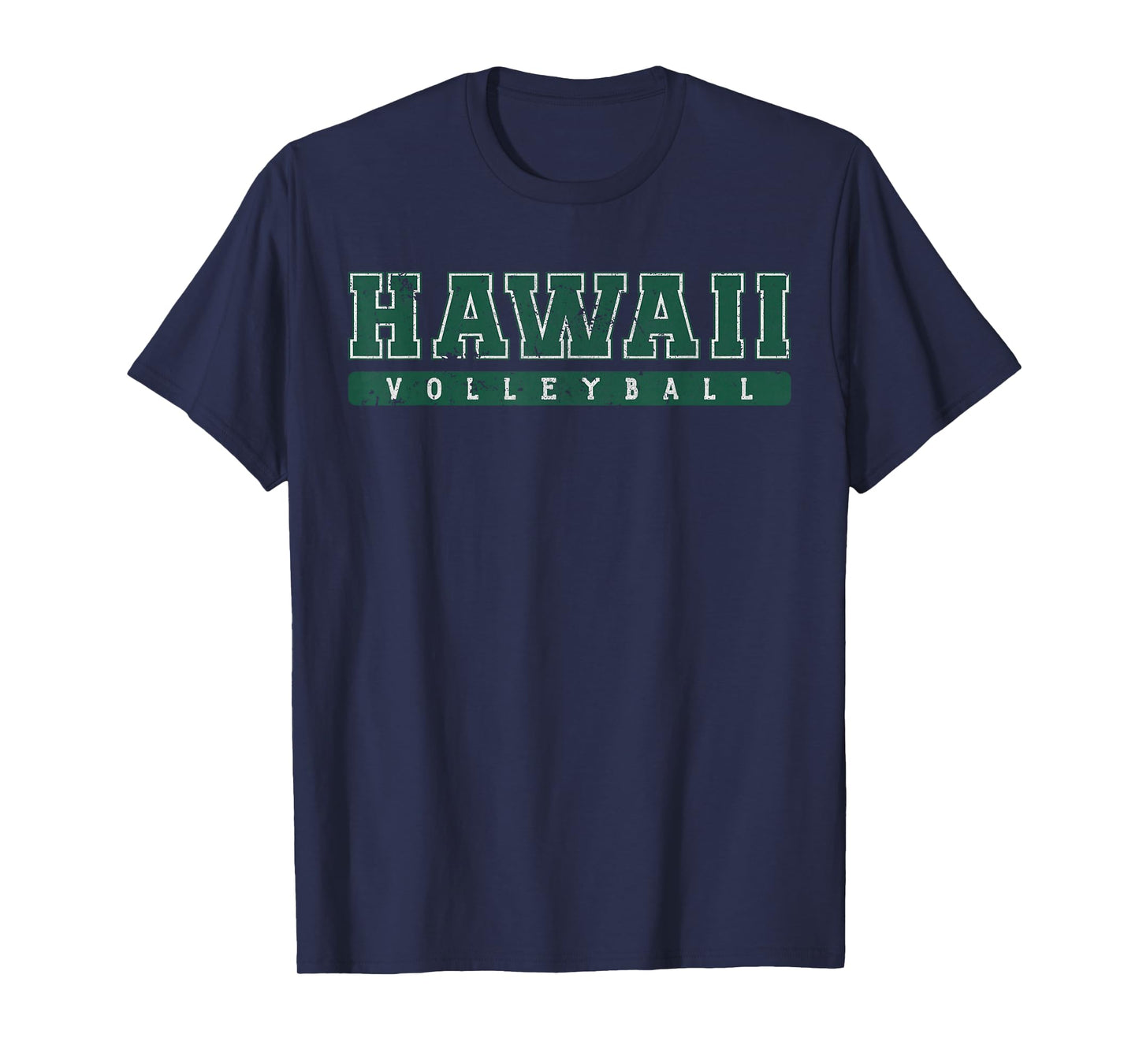 Hawaii Volleyball Green Vintage Text T-Shirt
