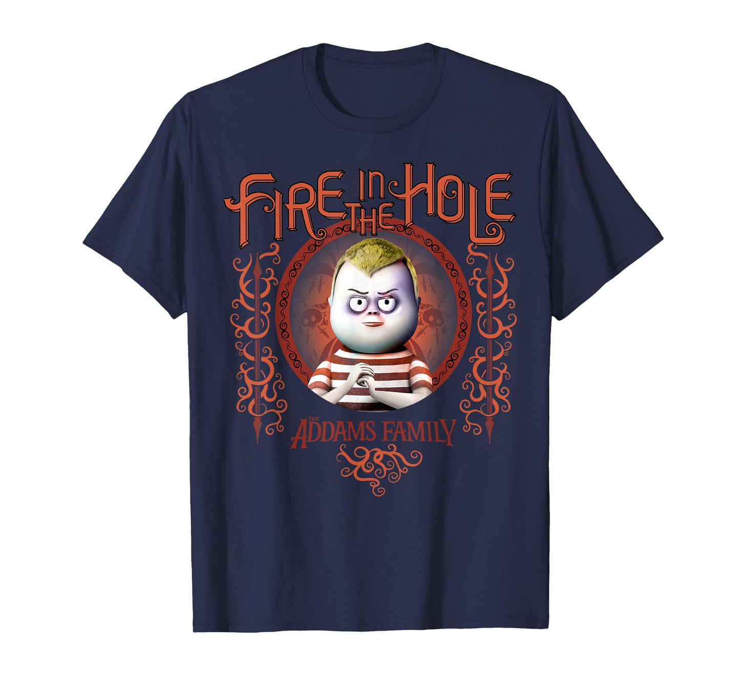 Addams Family Pugsley Addams Fire in The Hole Portrait T-Shirt Small