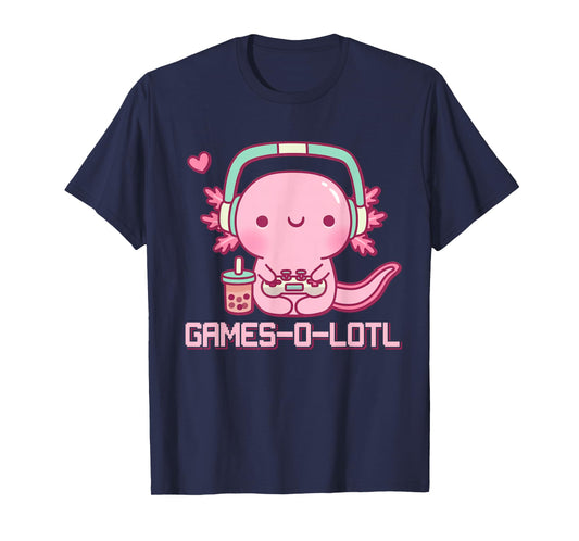 Gamesolotl Axolotl Video Games Kawaii Anime Gamer Boys Girls T-Shirt