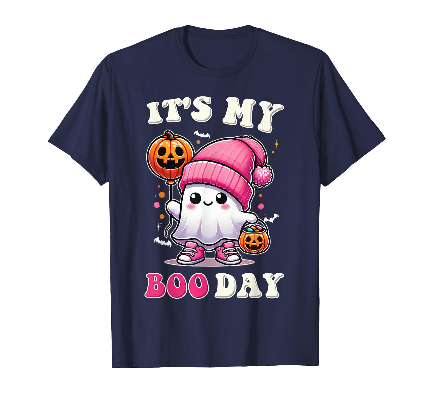 Its My Boo Day Tee, Cute Halloween Birthday Ghost Girl Kids T-Shirt
