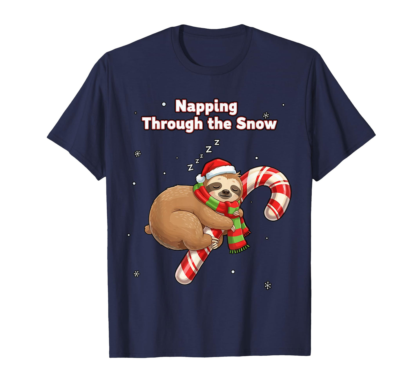 Napping Through The Snow Shirt, Sloth Christmas Pajamas T-Shirt