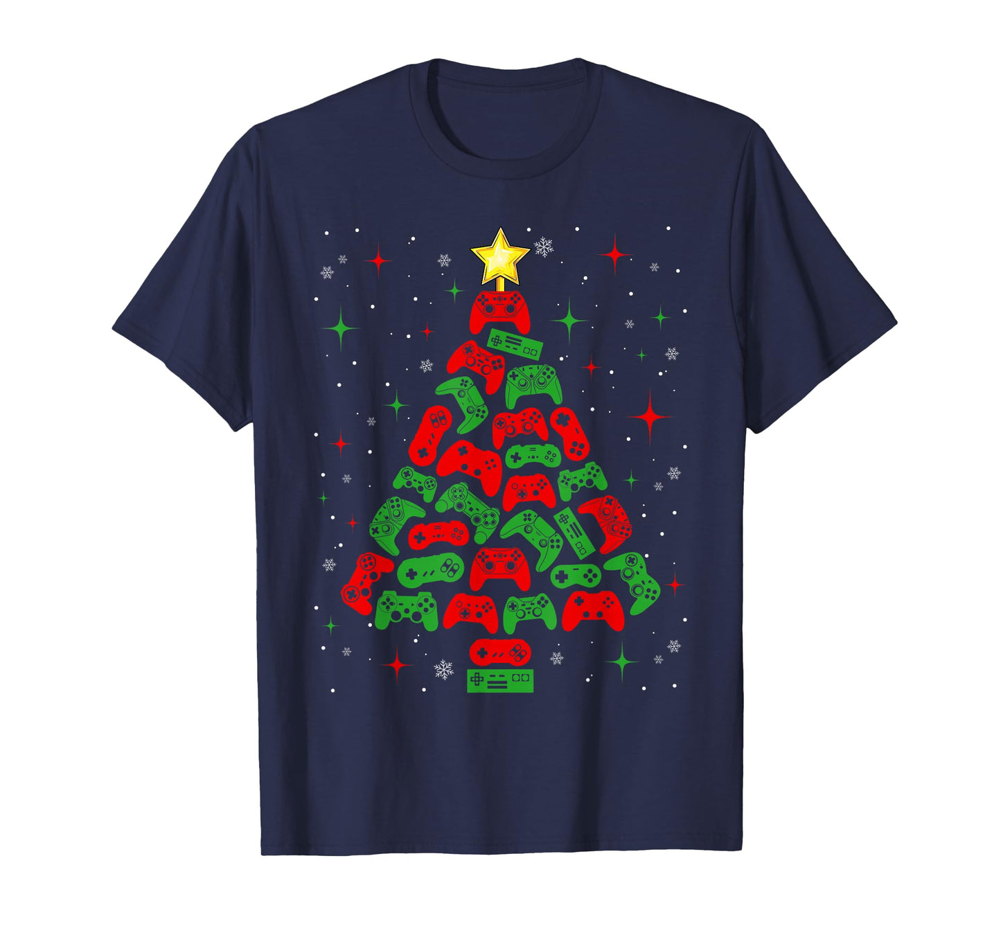 Merry Christmas Gaming Controllers Xmas Tree Gamers Boys Men T-Shirt