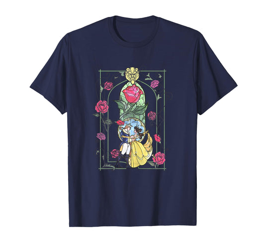 Disney Beauty And The Beast Stained Glass Graphic T-Shirt T-Shirt