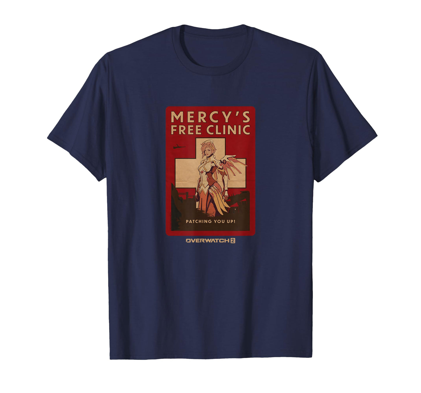 Overwatch 2 Mercy's Free Clinic Propaganda Big Chest Poster T-Shirt