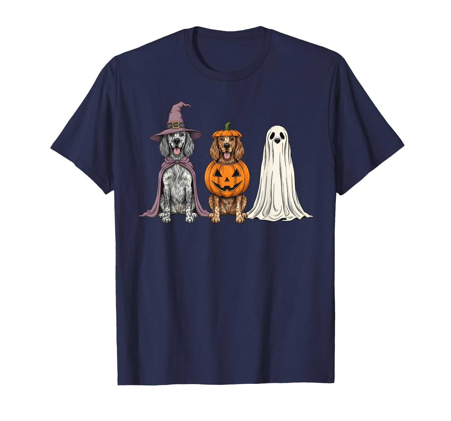 Spooky Ghost English Setter Pumpkin Halloween Dog Lover T-Shirt