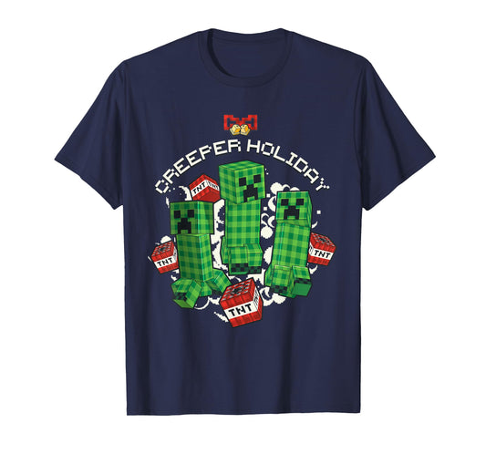 Minecraft Christmas Creeper Holiday With TNT Boxes T-Shirt