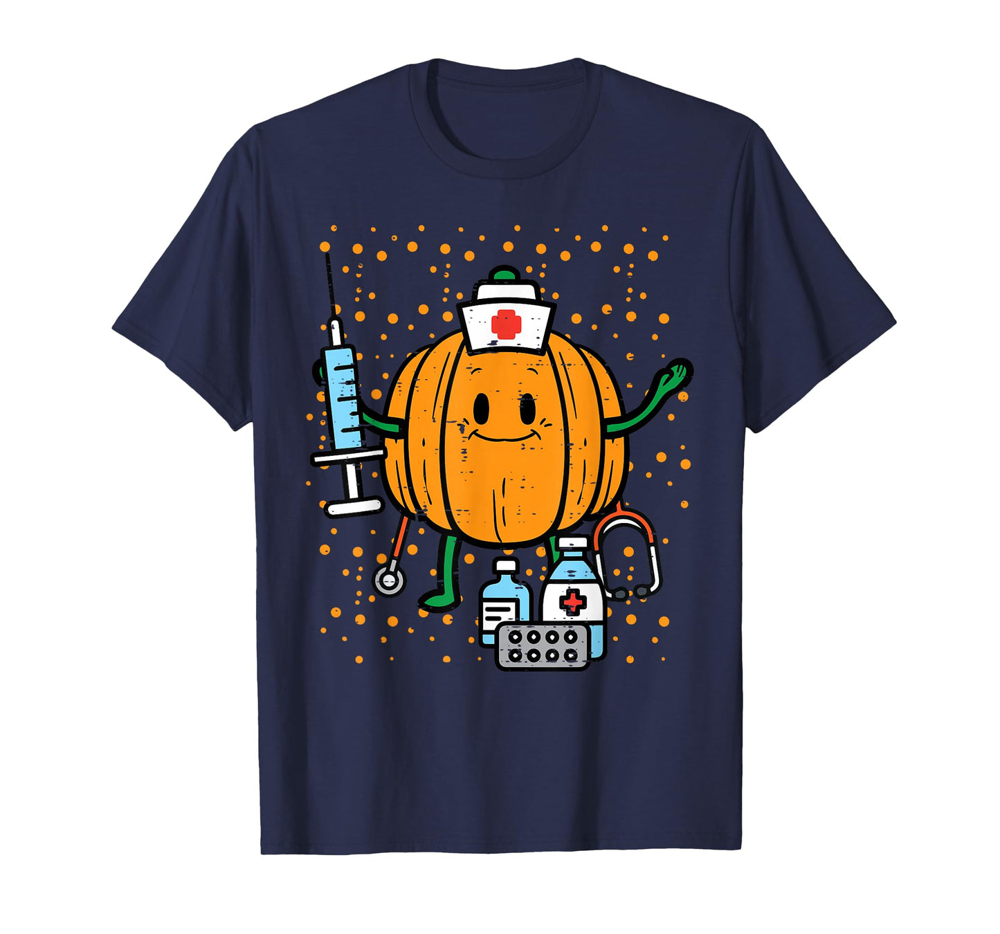 Halloween Nurse Pumpkin Nursing Scrub Top Costume Women Men T-Shirt