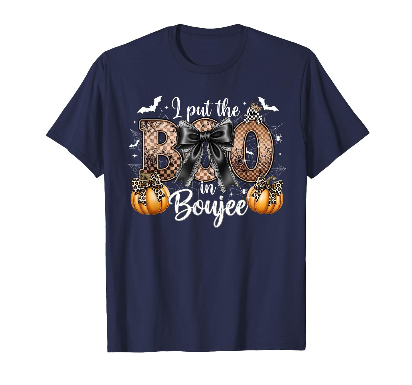 I Put The Boo In Boujee Coquette Bow Pumpkin Happy Halloween T-Shirt