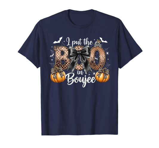 I Put The Boo In Boujee Coquette Bow Pumpkin Happy Halloween T-Shirt