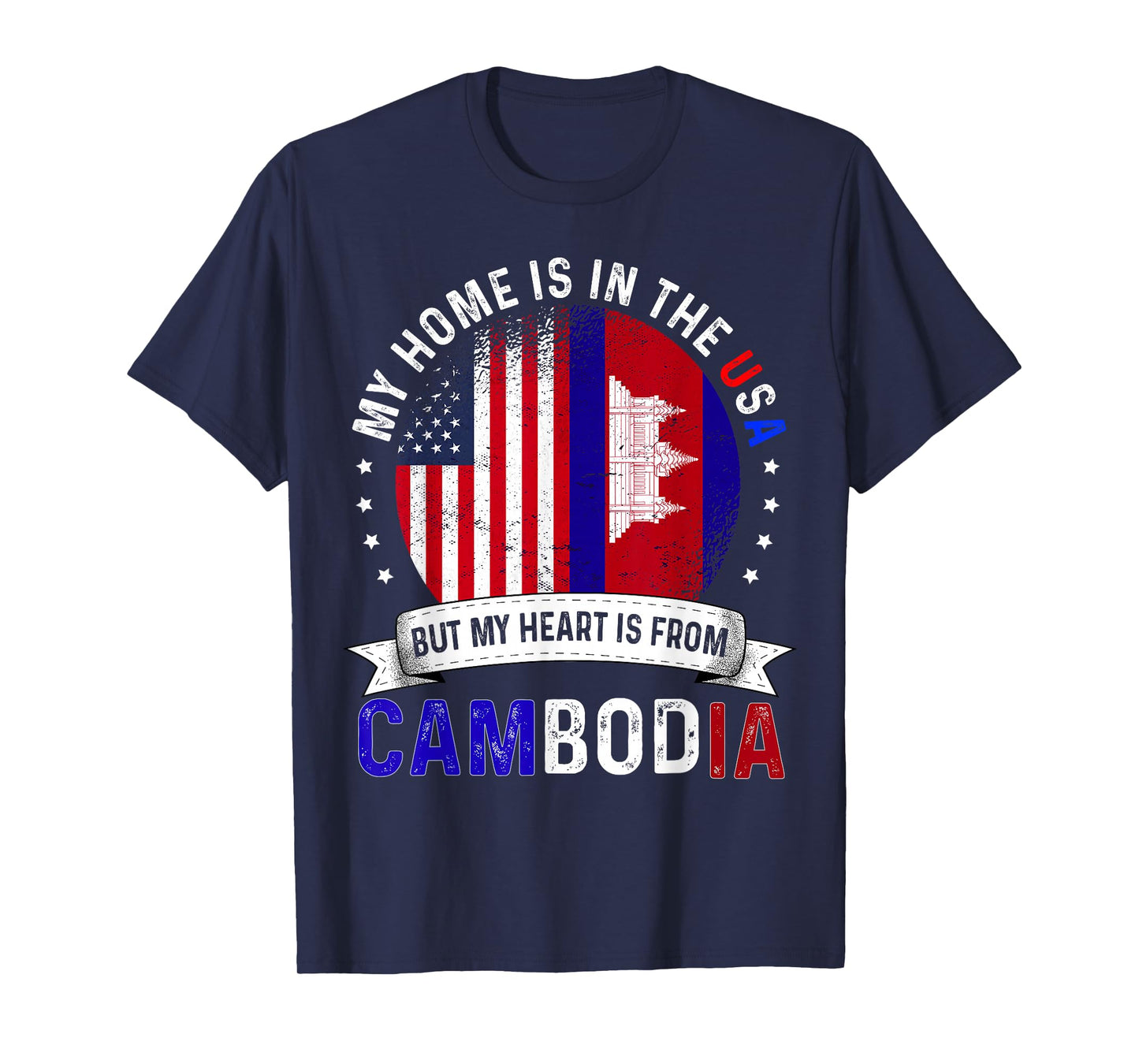 Cambodian American Patriot Heart is from Cambodia Flag T-Shirt