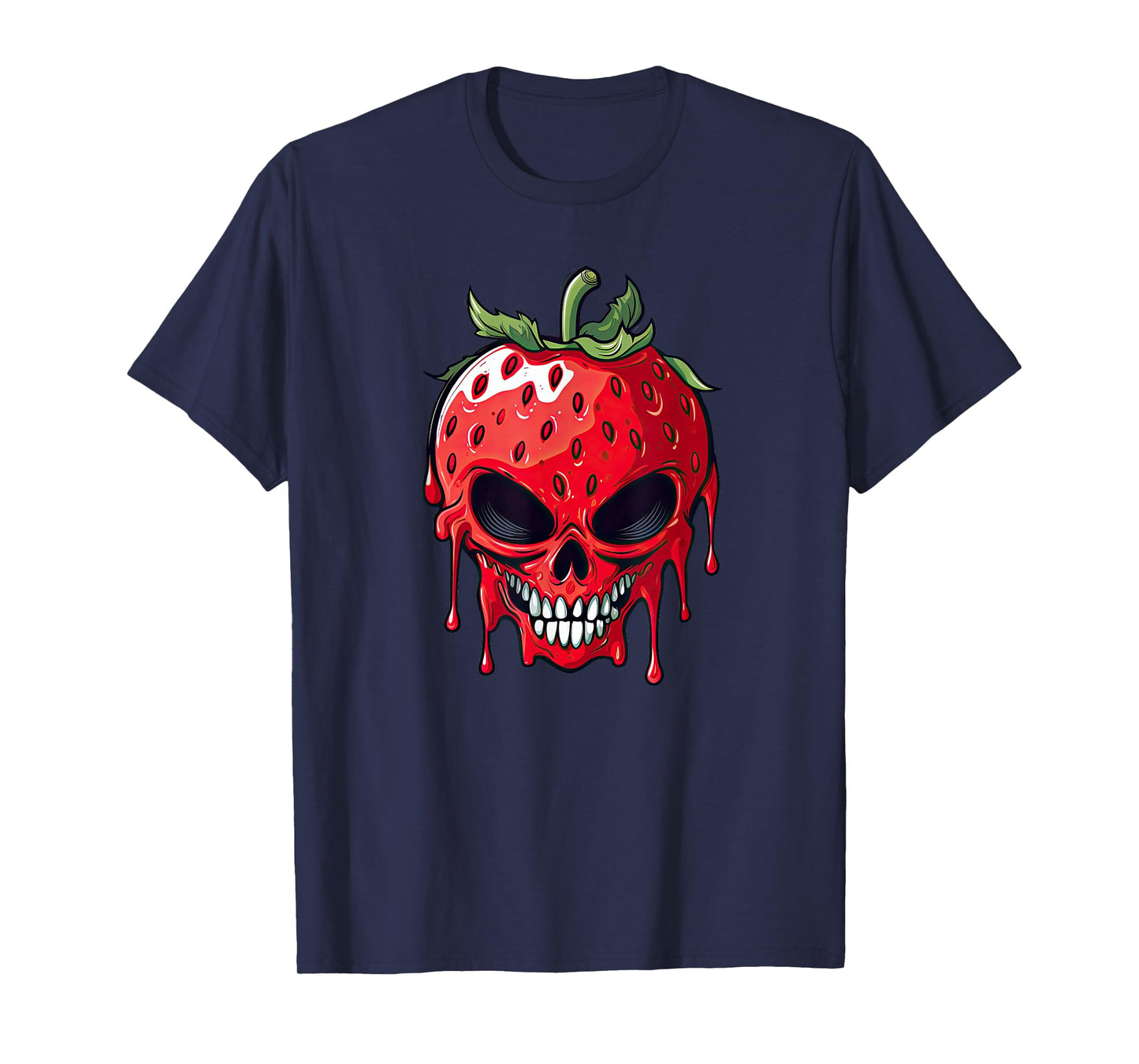 Scary Strawberry Groovy Halloween Skull T-Shirt