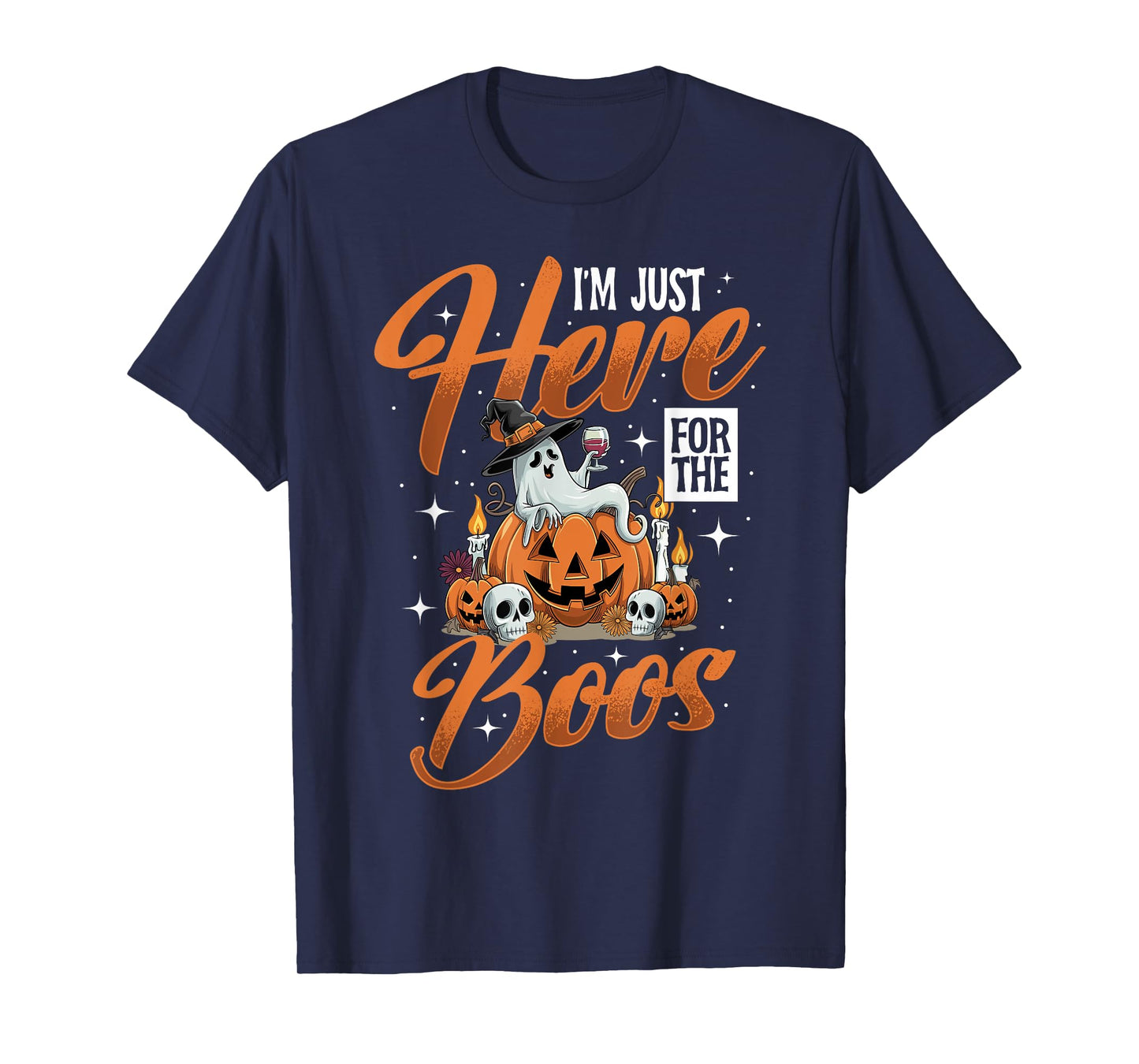 I'm Just Here For The Boos Wine Ghost Halloween Costume T-Shirt