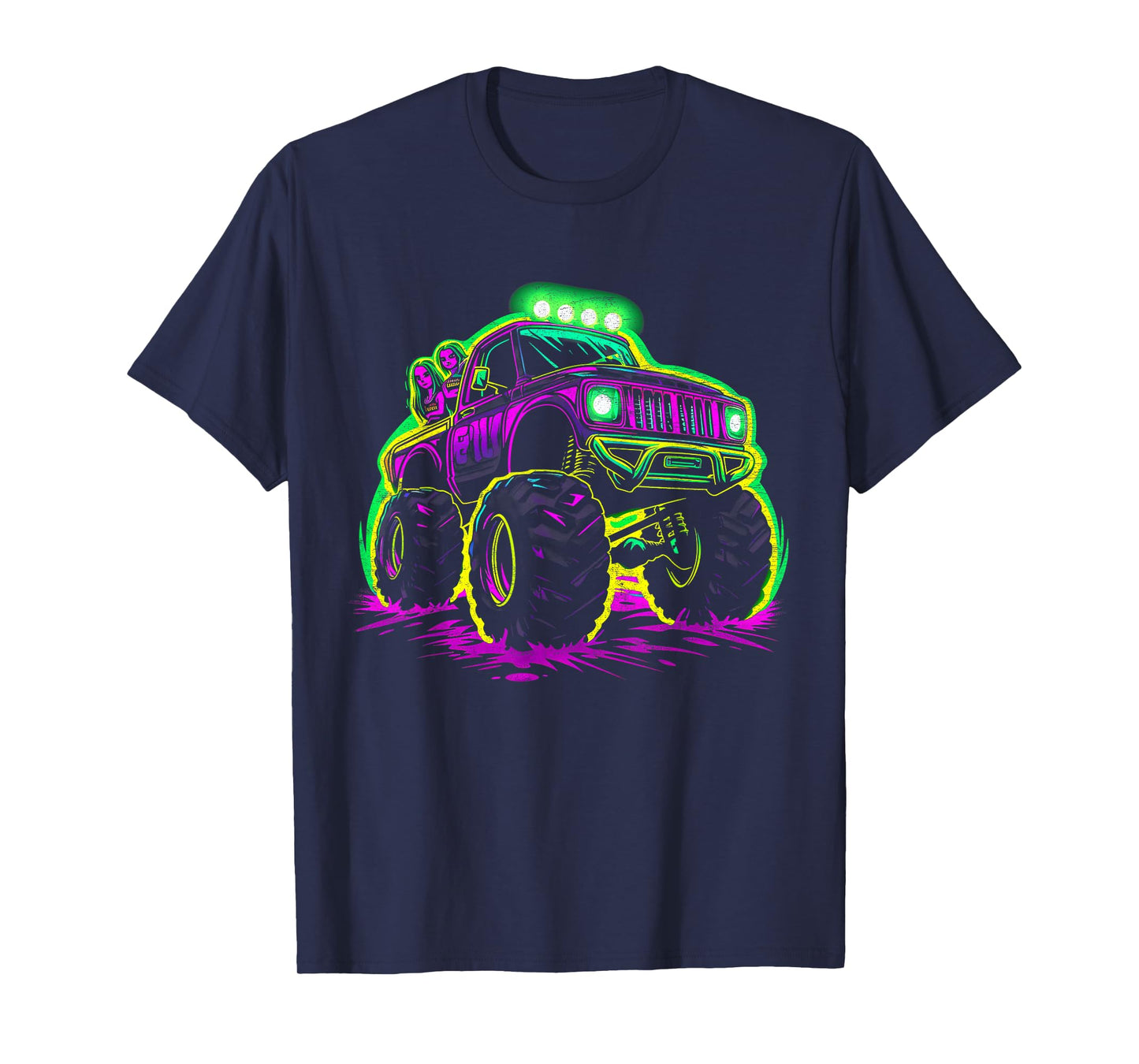 Cool Glowing Monster Truck Vintage Kids Fun Adventure T-Shirt