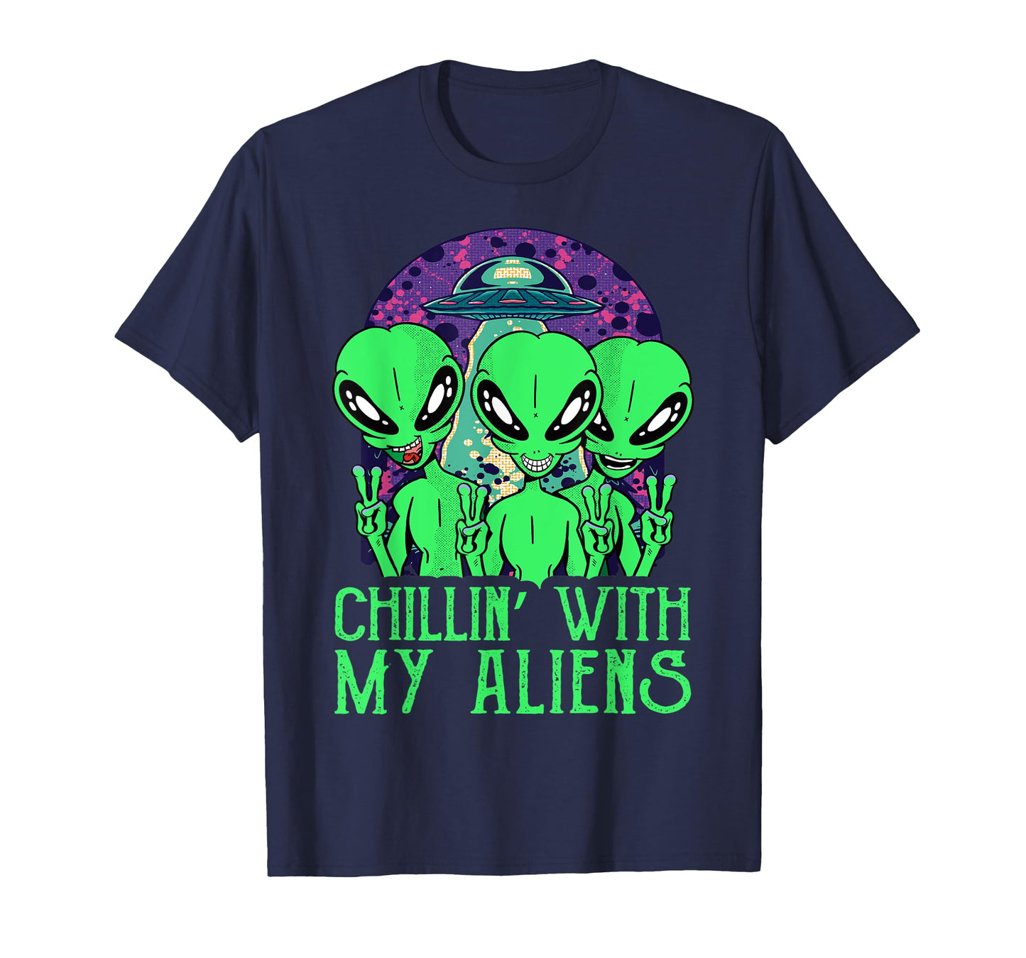 Chillin With My Aliens Group Toddler Boys Kids Halloween T-Shirt