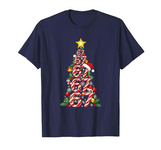 Merry Christmas Candy Cane Tree Number 67 Meme Xmas Pajamas T-Shirt