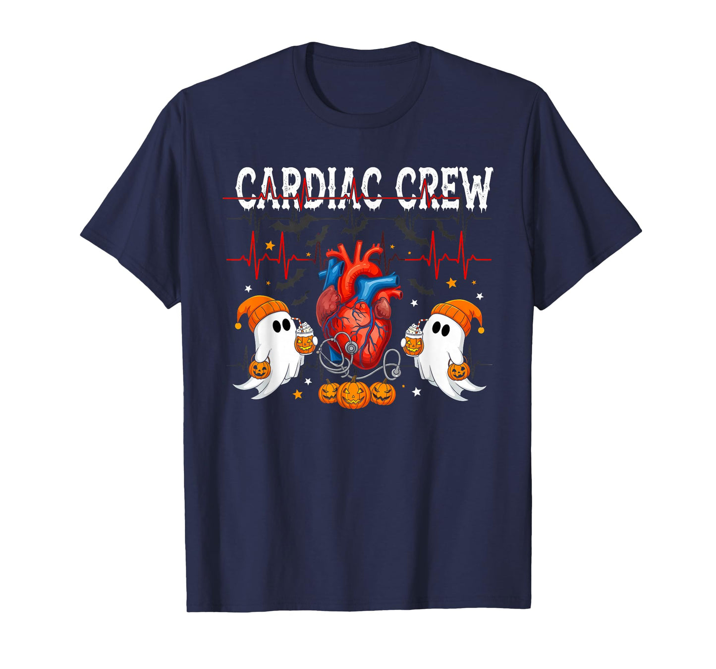 Halloween Cardiac Nurse tee Anatomical Heart Ghosts T-Shirt