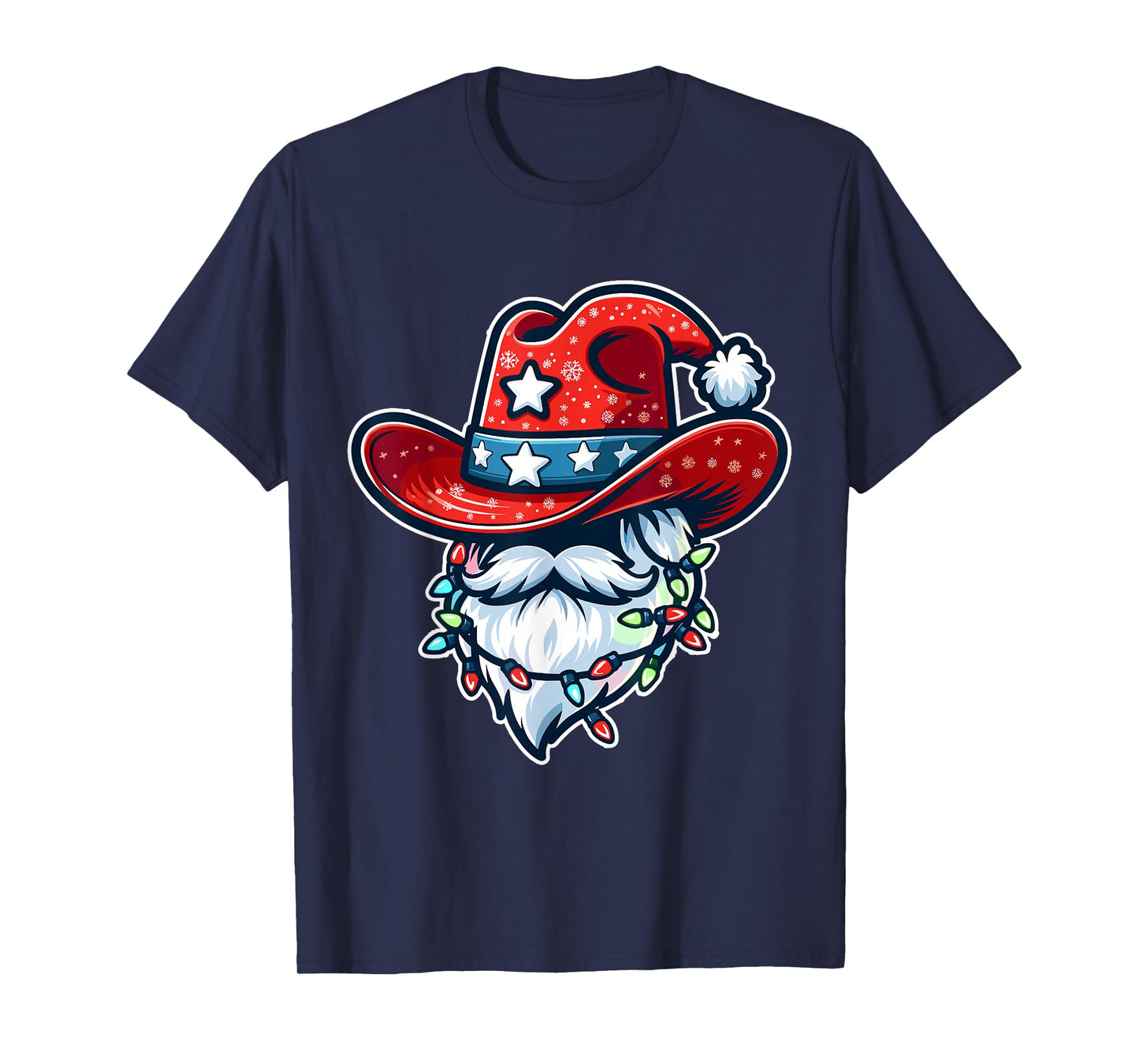 Cowboy Santa Hat Xmas Reindeer Rodeo Christmas In Texas T-Shirt