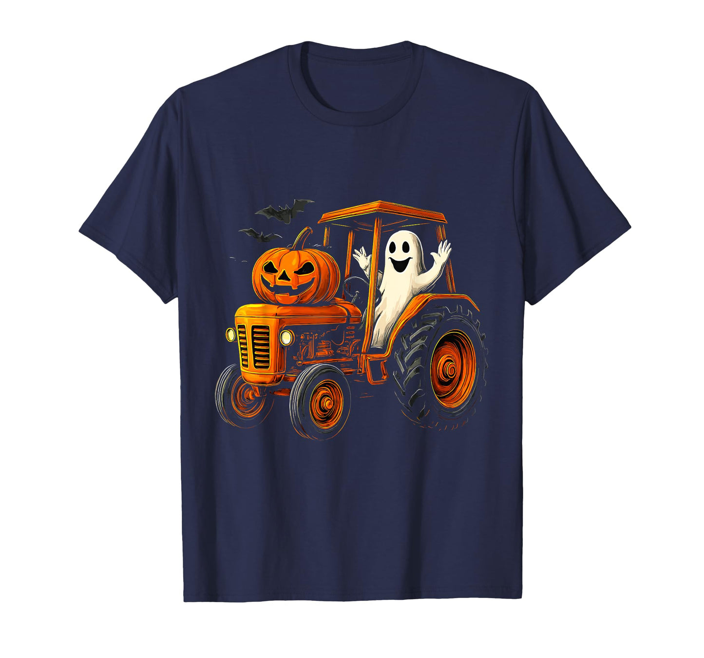Farmer Ghost Tractor Pumpkin Spooky Season Halloween Costume T-Shirt