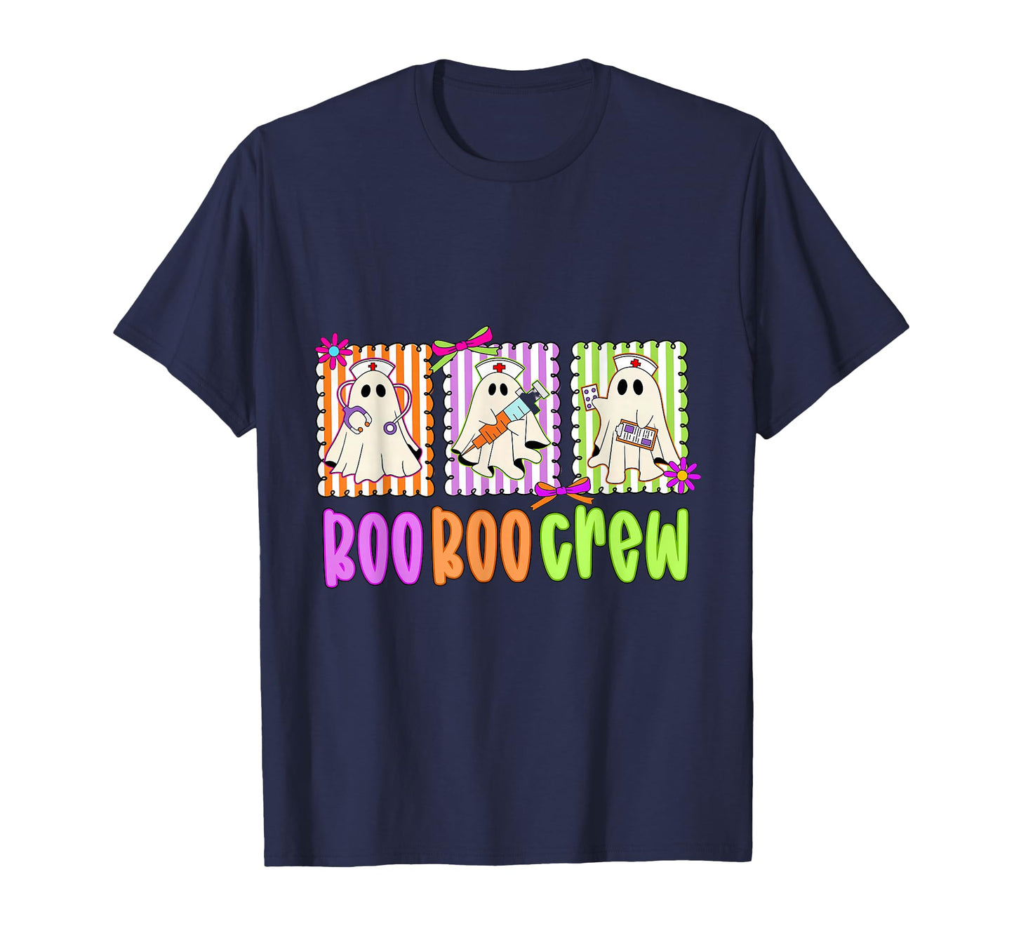 Ghost Nurse Halloween Pediatric Nurse Boo Boo Crew Funny T-Shirt