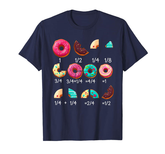 Math Donut Fraction Back to School Teacher Gifts Tee T-Shirt