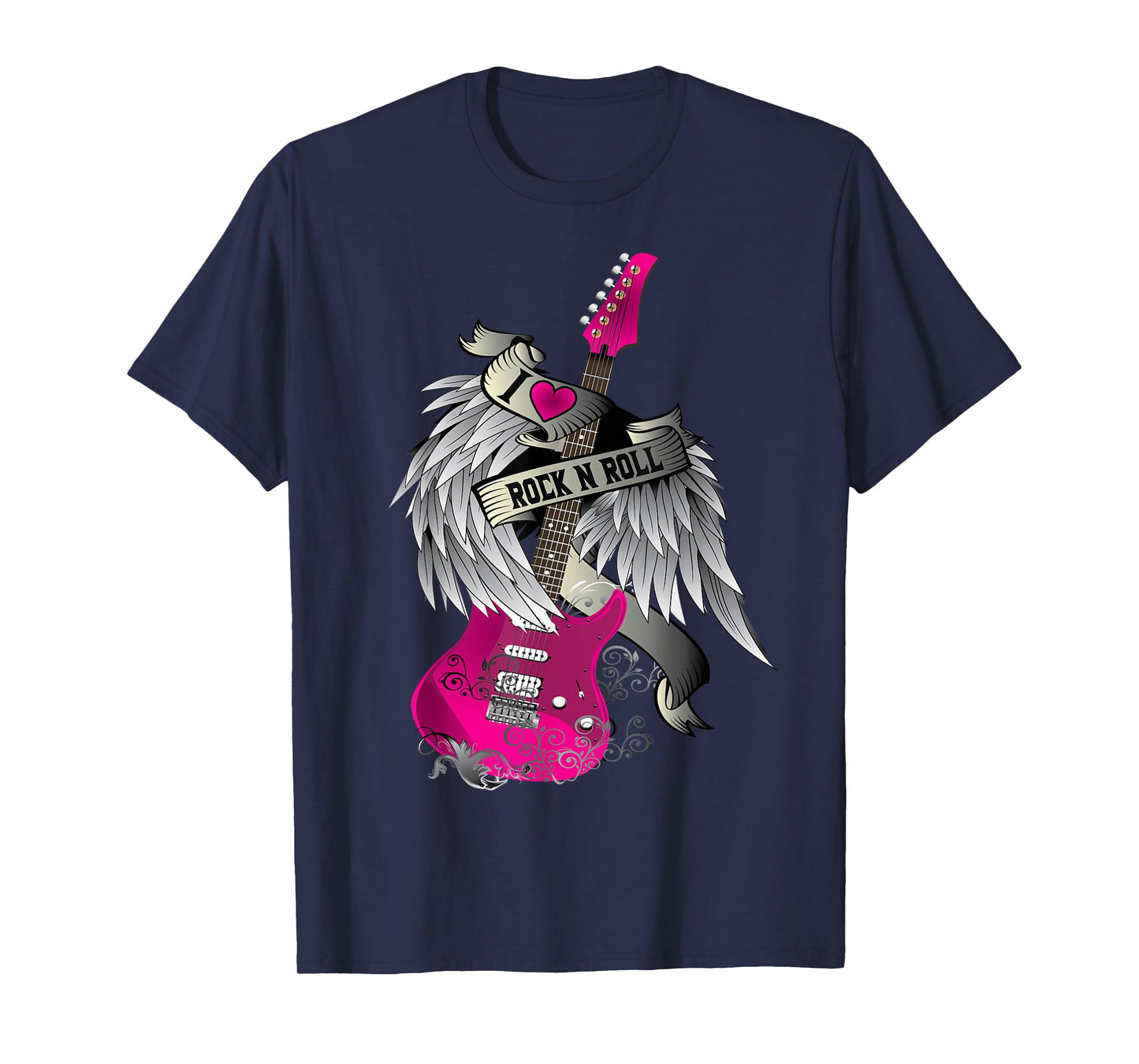 I Love Rock And Roll Guitar Angel Wings T-Shirt
