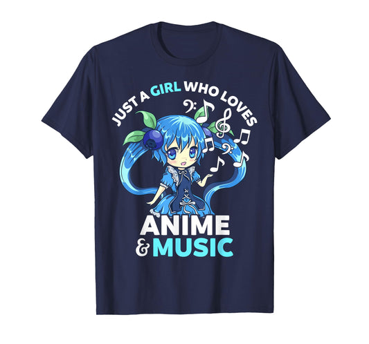 Cute Kawaii Chibi Just A Girl Who Loves Anime and Music Teen T-Shirt