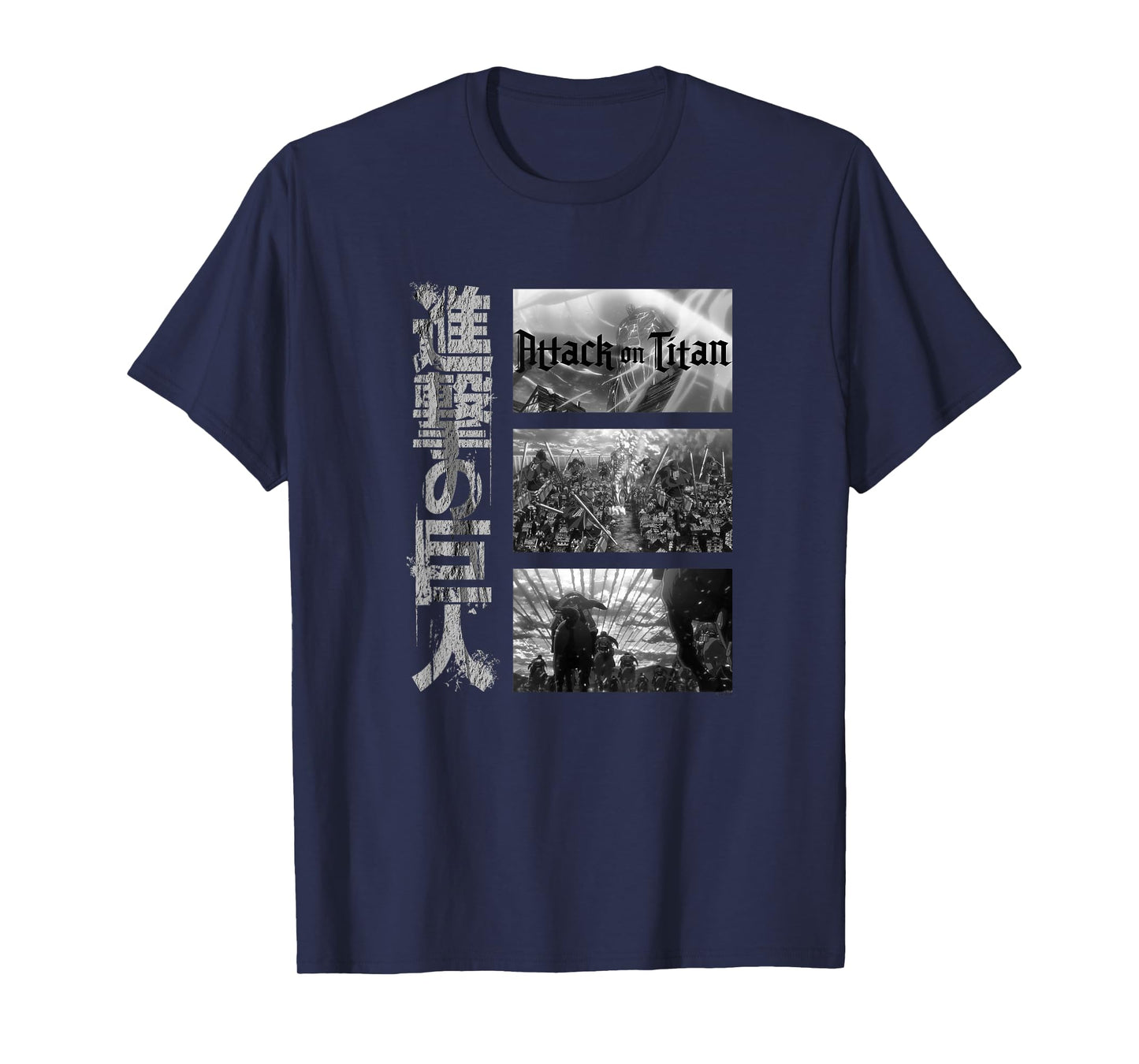 Attack on Titan Season 3 Three Scenes with Kanji Anime T-Shirt
