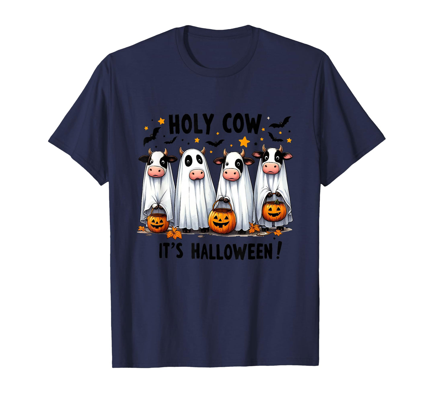 Holy Cow It's Halloween Cute Cow Lover Ghost T-Shirt