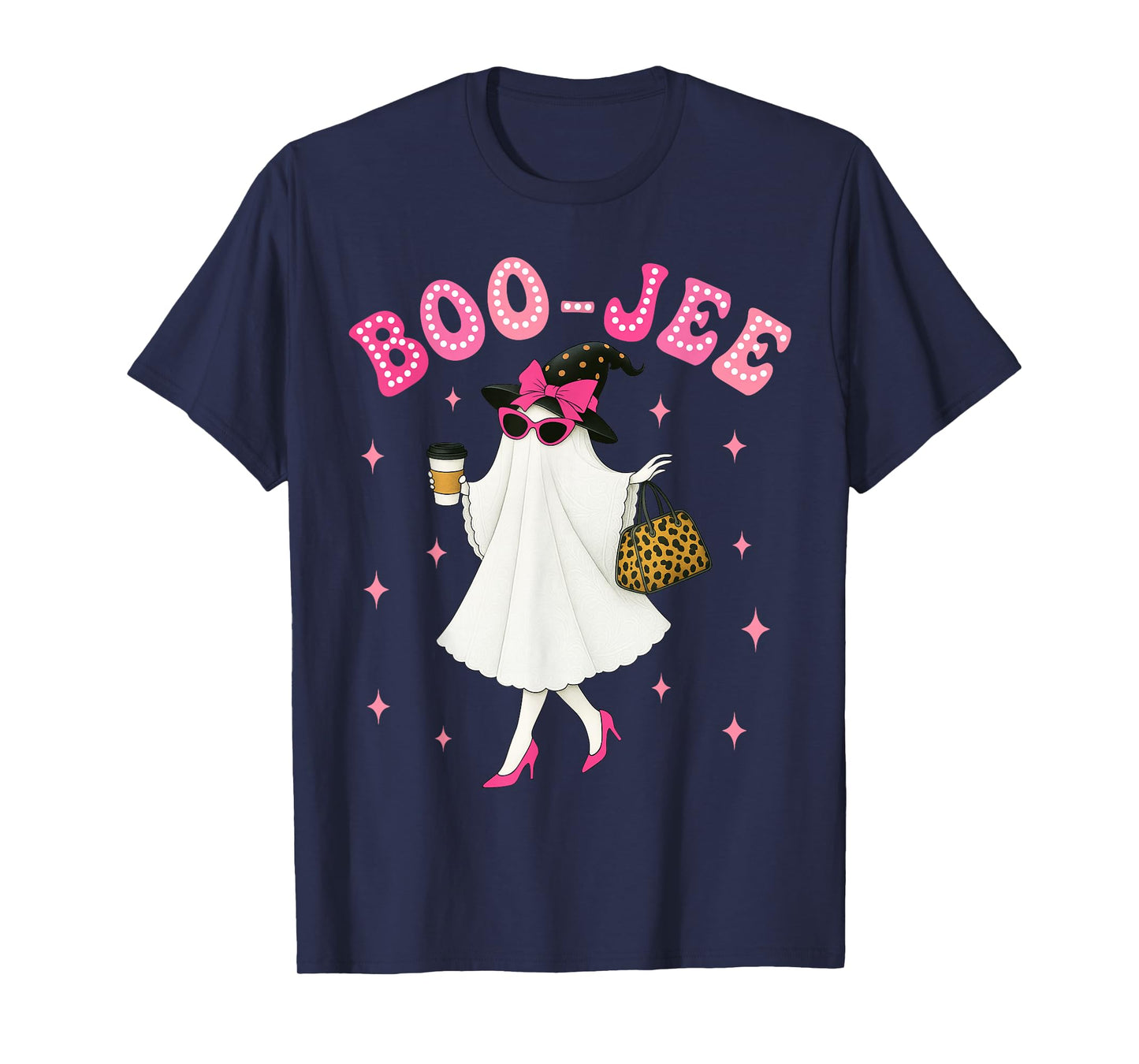 Boujee Boo Jee Spooky Pink Ghost Halloween Girls Women T-Shirt