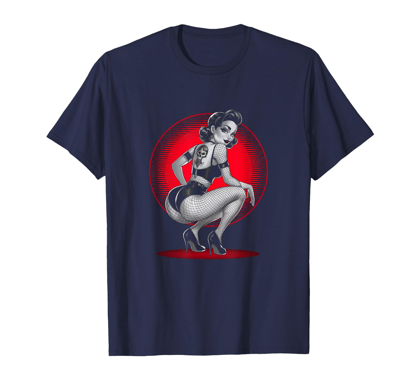 Retro Gothic Halloween Men Women Tees Tattoo Goth Pin-up Girl Vintage Rockabilly Unisex-Adults T-Shirt Black Small Short Sleeve