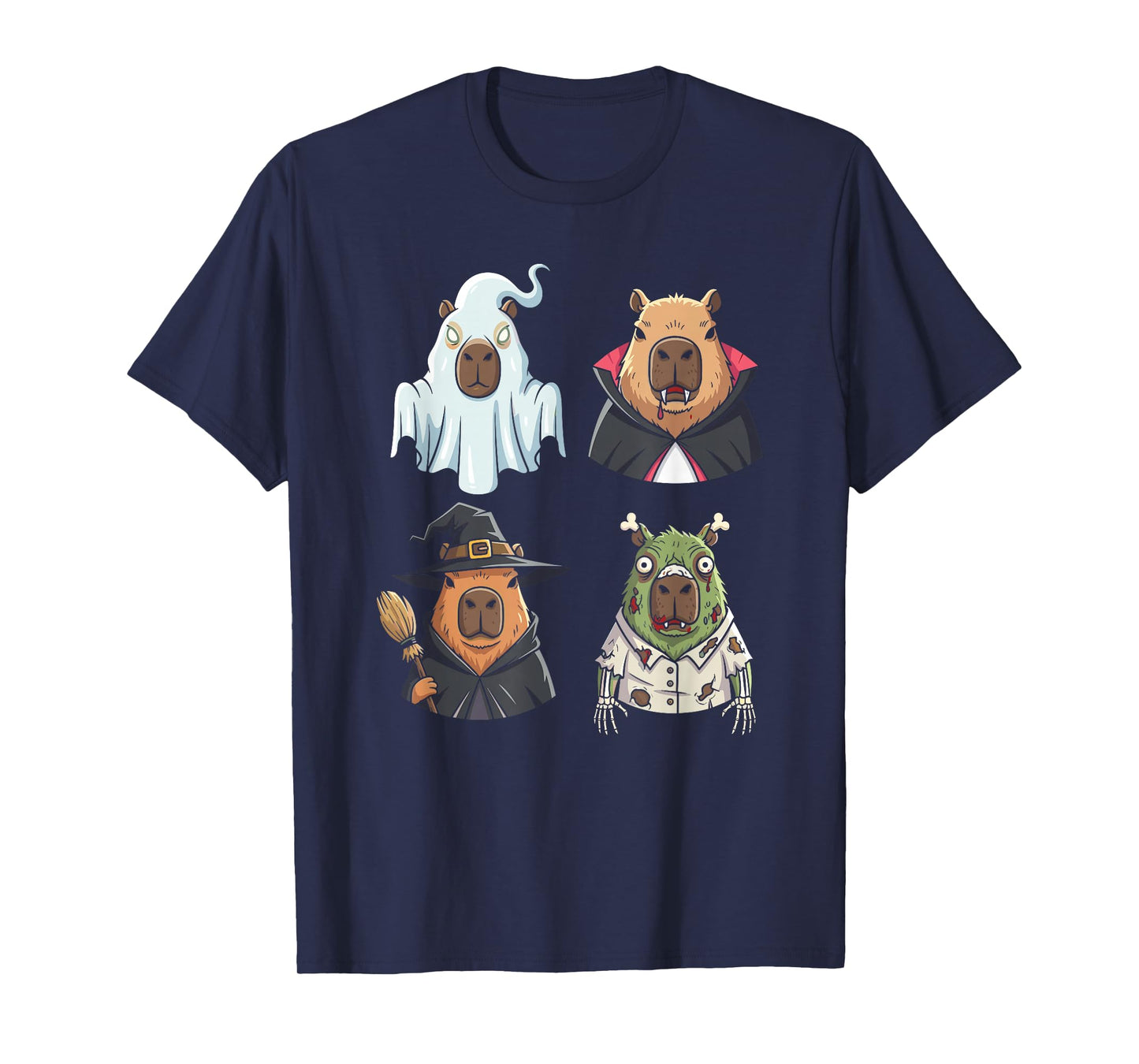 Cute Spooky Capybara in Halloween Costumes Graphic T-Shirt