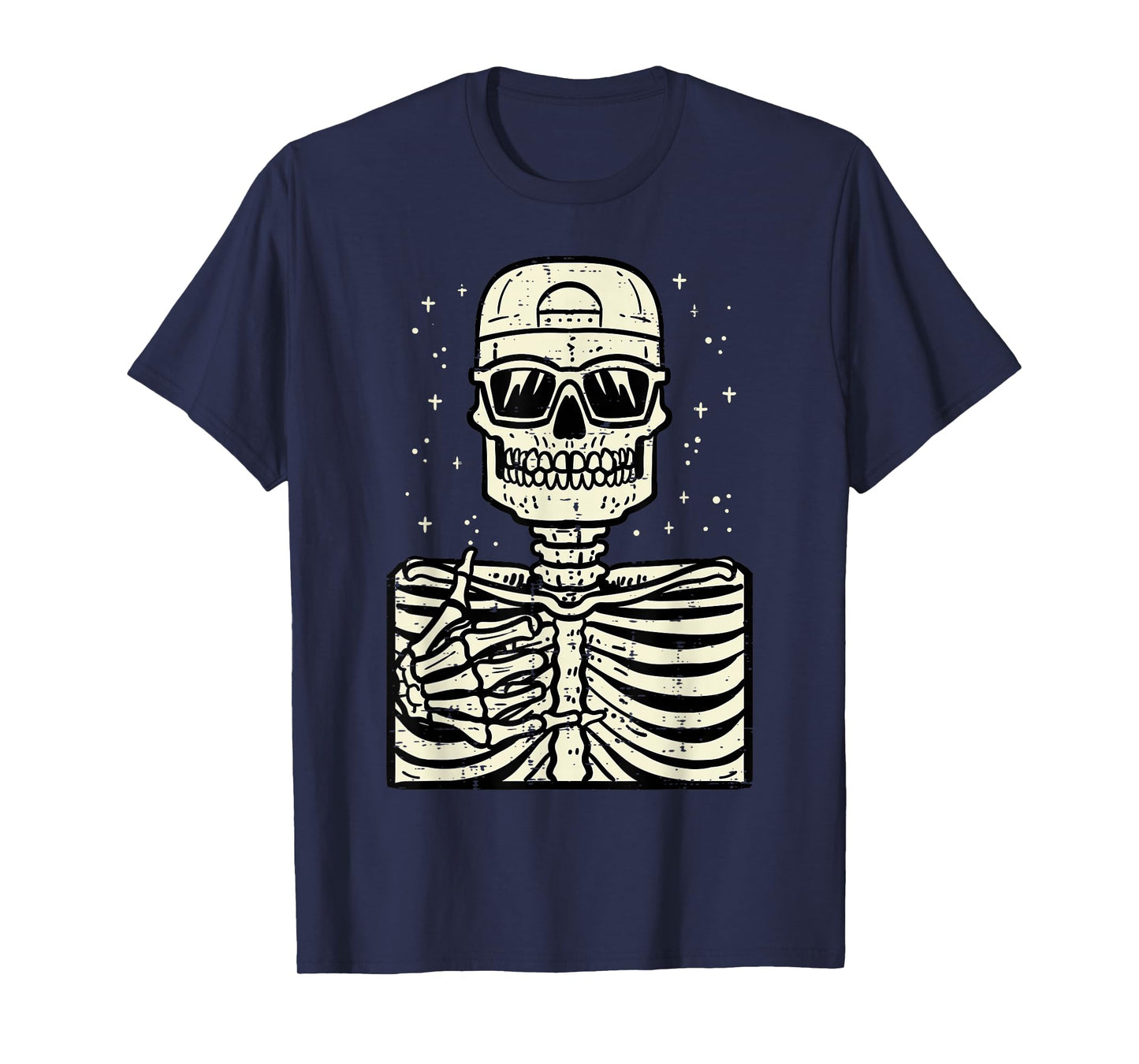 Rocker Skeleton Rock Cool Goth Halloween Men Boys Kids Teen T-Shirt