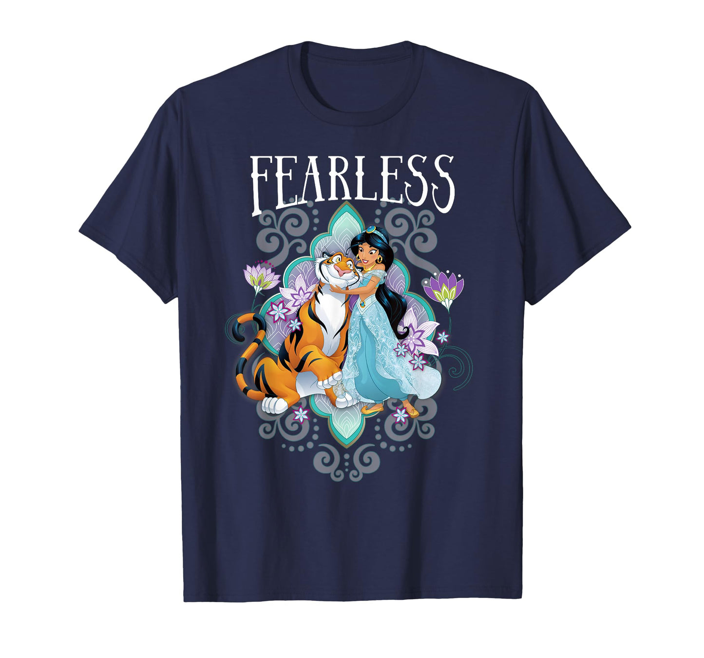 Disney Aladdin Jasmine and Rajah Fearless Mandala Portrait T-Shirt