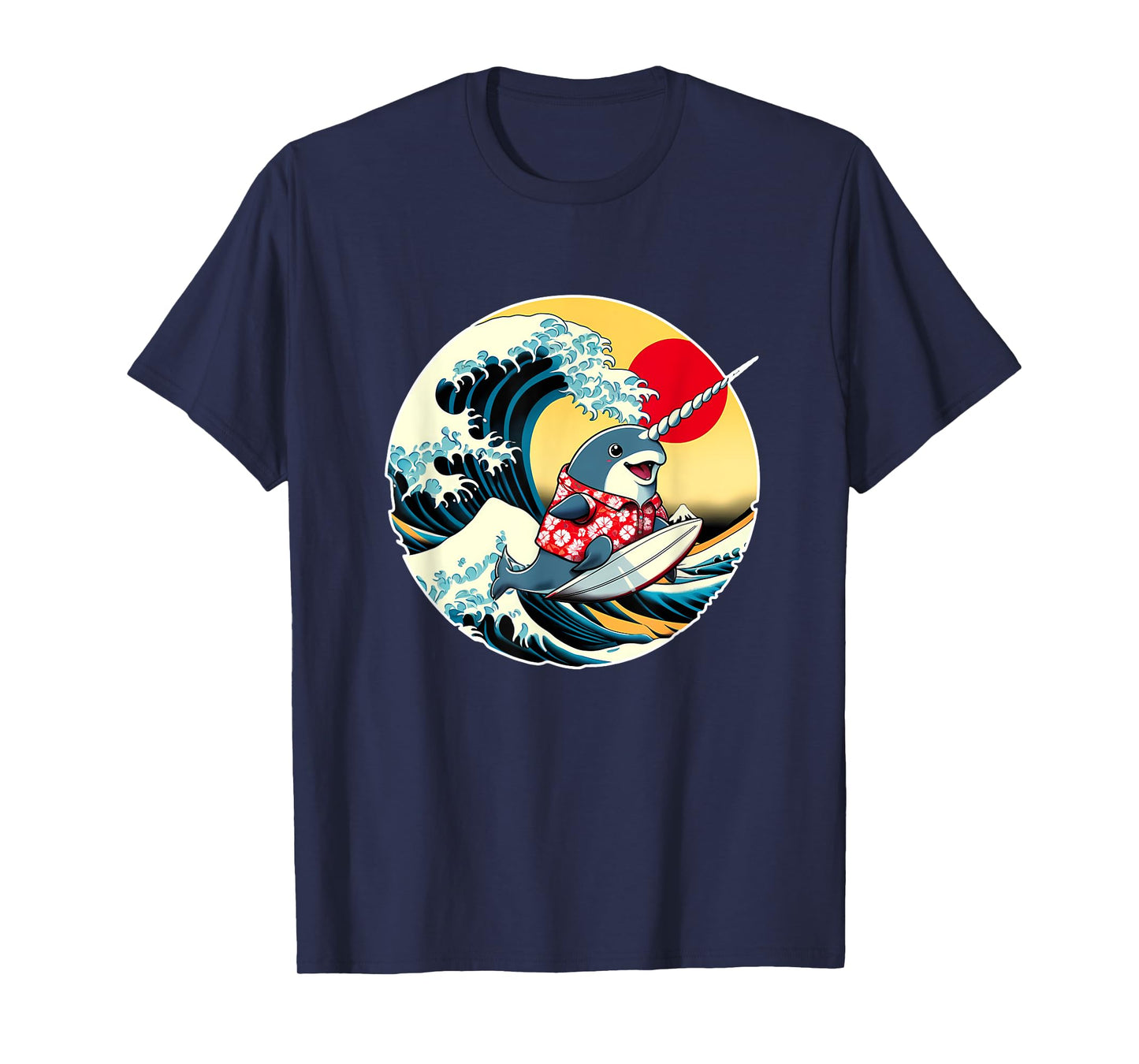 Great Wave Kanagawa Narwhal Surfing T-Shirt