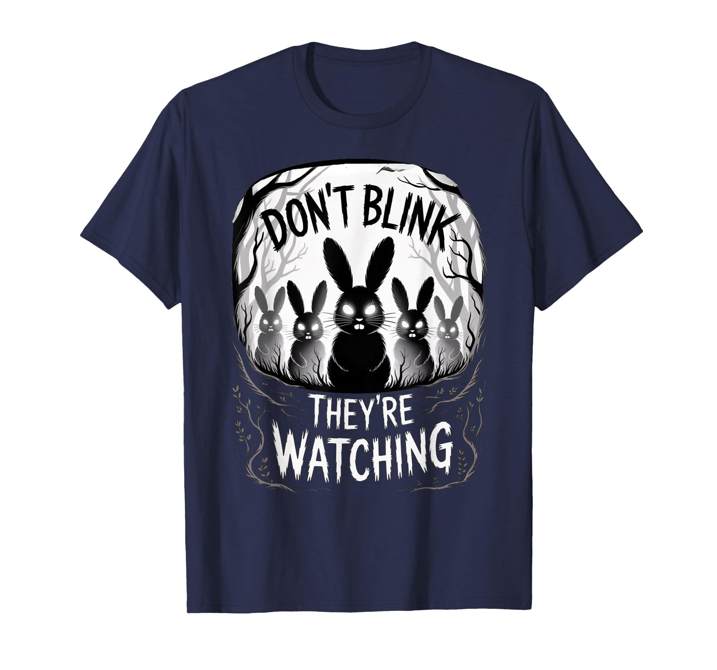 Bunny Horror Creepy Forest Watching Halloween Rabbit T-Shirt