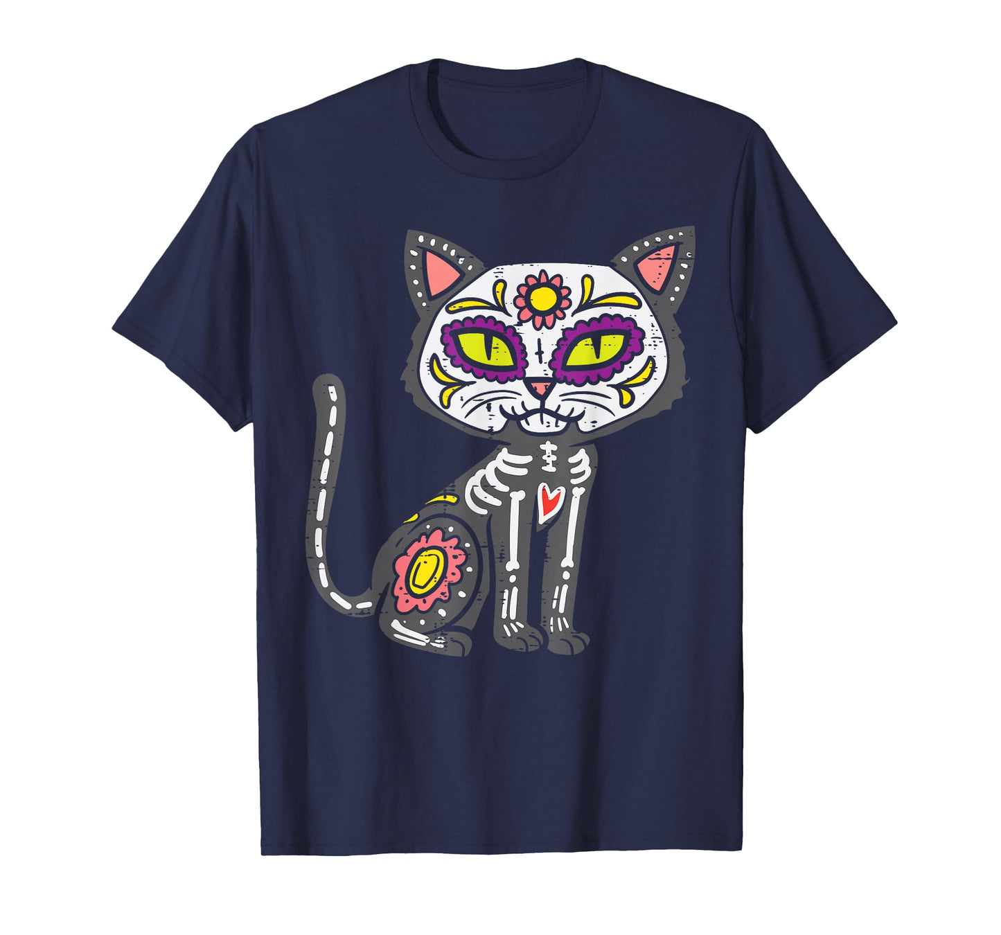 Sugar Skull Cat Dia De Muertos Day Of Dead Halloween Mexican T-Shirt
